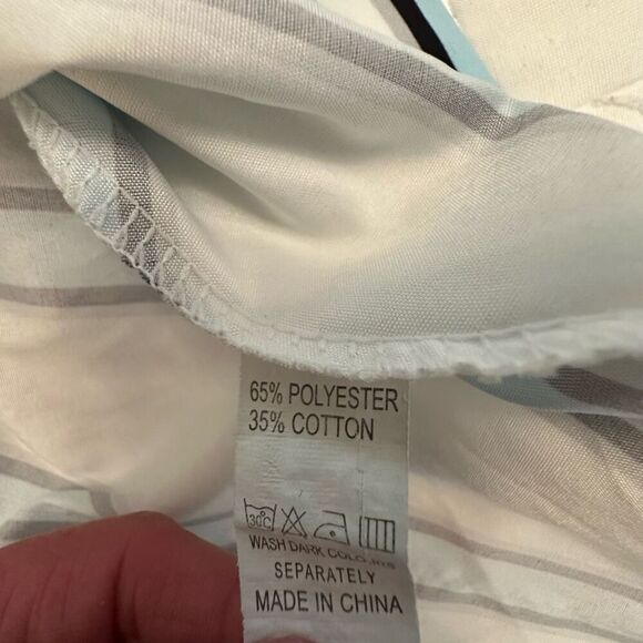 Charlie Charlie Charlotte Striped Single Shoulder Blouse White Blue Large - Picture 7 of 7